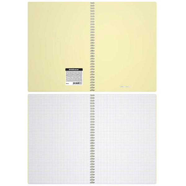 Тетрадь А4 80 листов в клетку пластиковая обложка на спирали ErichKrause Pastel, ассорти