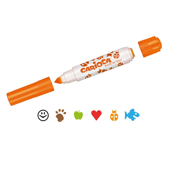 Фломастеры со штампами Carioca   Stamperello   6 цв 42279 коробка с европодвесом