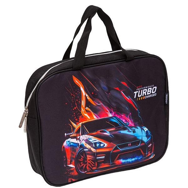 Папка текстильная А4 с ручками "deVENTE. Turbo" с расширением 8 см, с ручками 28 см, на молнии сверх