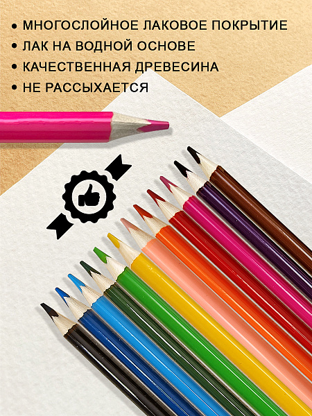Карандаши 12 цв. Acmeliae Ultra Soft Набор цветных мягких,  в картонном футляре