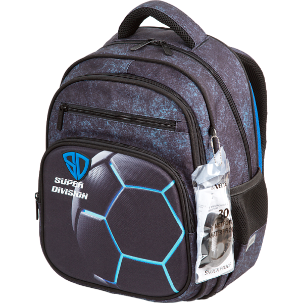Рюкзак "deVENTE. Grade. Super Division" школьный жесткий 37x28x16 см (16 л) вес 700 г, 1 отд. на молнии с разделителями для учебников, 1 отделение с органайзером, 2 передних кармана, 2 боковых кармана сеткой на резинке, эргономичная формоустойчивая в