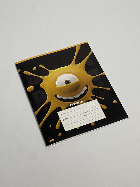 Тетрадь 12 листов в клетку обложка из мелованного картона (200г/м2), блок офсет (92%, 60г/м2), микс 5 видов