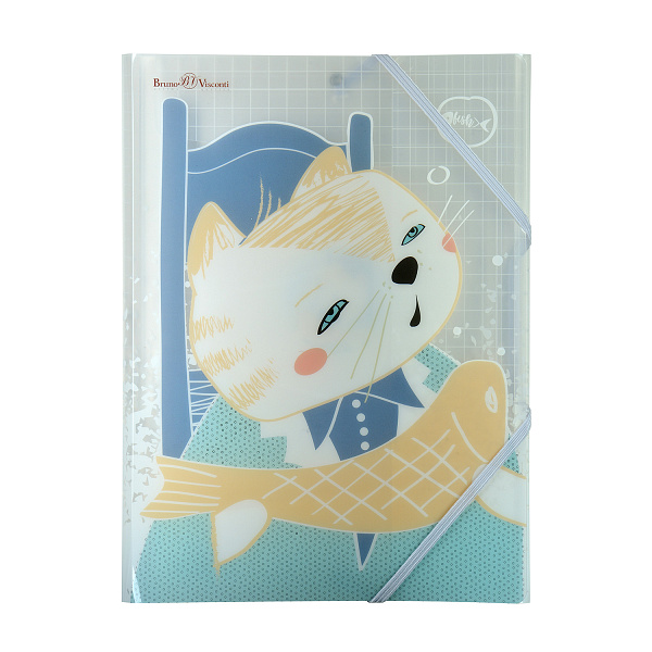 Папка на резинке А4 "КОТЫ В ЯПОНСКОМ СТИЛЕ",  4 ВИДА 