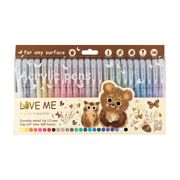 Набор ручек АКРИЛОВЫХ "LOVE ME", 1,0 мм, 24 цвета