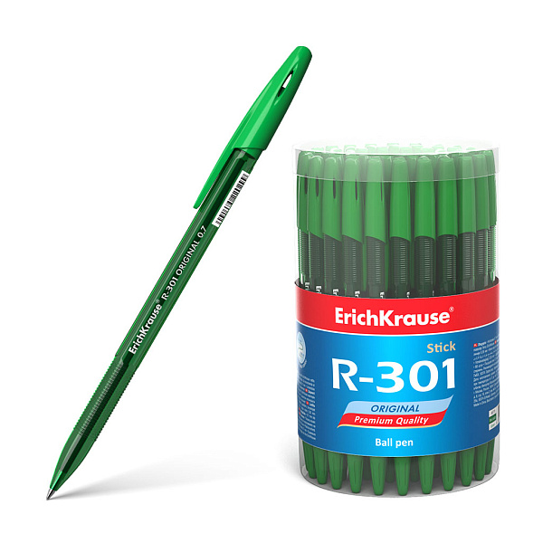 Ручка шариковая 0,7 мм ErichKrause® R-301 Original Stick, зеленый