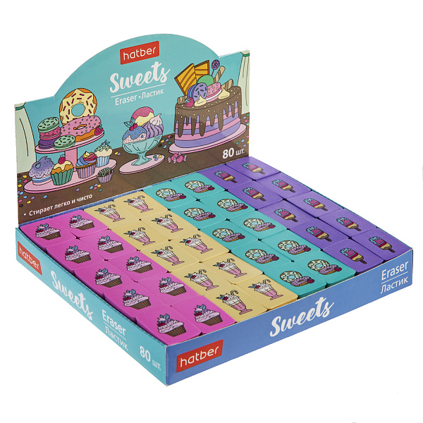 Ластик Hatber Sweets из термопластичной резины 28х18х9 мм 