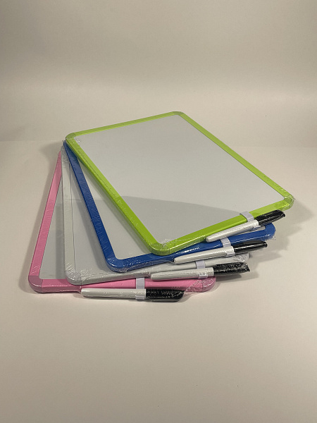 Доска магнитно-маркерная 25*35см, с маркером, МИКС