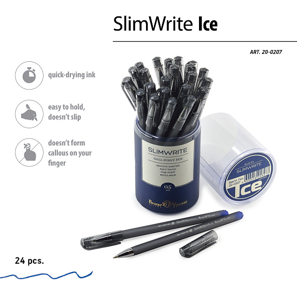 Ручка шариковая 0,5 мм "SlimWrite Ice" СИНЯЯ