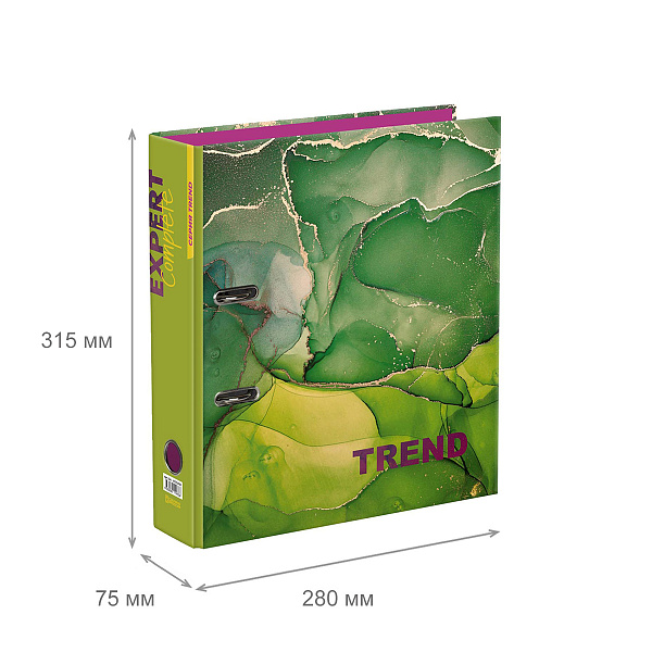 Папка-регистратор 75 мм ламинир. "Expert Complete" "Marbling" Trend A4 арочный механ. глянцевый зеленый EC751702