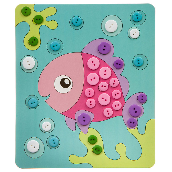 Набор для творчества "аппликация" BONDIBON. Картина из пуговиц для малышей. Рыбка