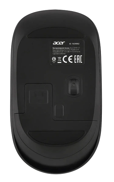 Мышь Acer OMR137 черный оптич. 1600dpi беспров. USB 3but 