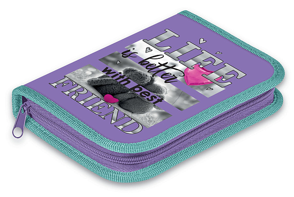 Пенал 1секц.+ств. д/дев. 190*130 Hatber "Лучшие друзья" с табл.умнож. мат.ламин. 3D фольга 