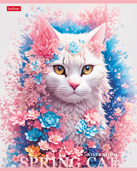 Тетрадь 48 л. кл. "Spring cat" 65г/кв.м 5 диз.в блоке скругл.углы