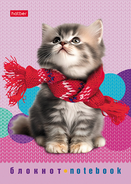 Блокнот А6 24 л. кл. "Песики и котики" на скобе Обл. мел.бумага глянц. ламин. 8 дизайнов в блоке