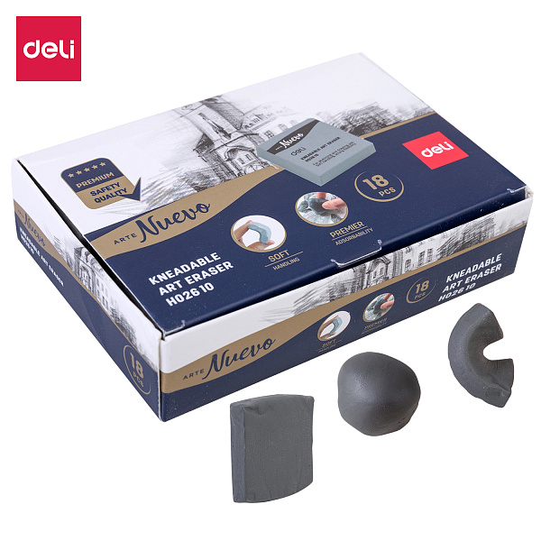 Клячка Deli 42х42х12мм серый картонный дисплей