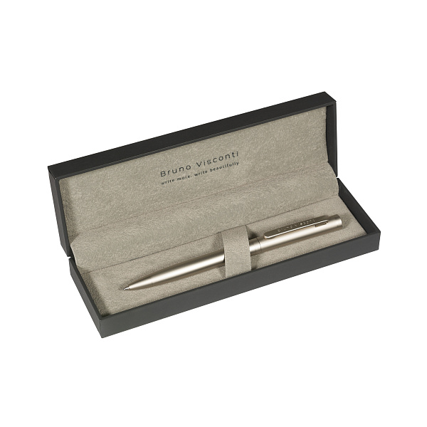 Ручка "FIRENZE" В SOFT TOUCH футляре 1.0 ММ, СИНЯЯ (корпус шампань, футляр черный)