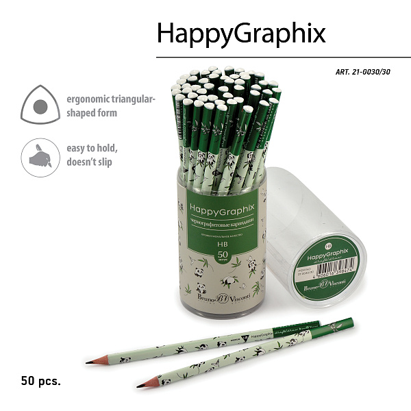 Карандаш ч/г НВ "Happy Graphix" ПАНДЫ 