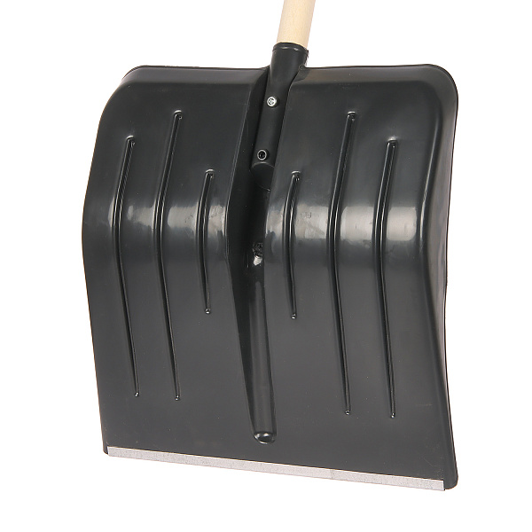 Лопата снегоуб пластик 430х440 с планкой дерев. черенком "Метелица" (Новгород)