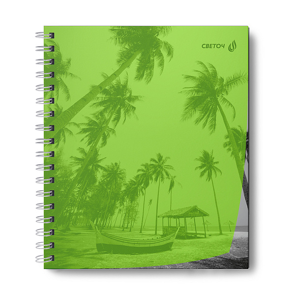 Тетрадь 48 л. кл. на гребне пластик. обложка "Тайны природы, лайм" ч/б запечат. титульн.лист, 180 мкм., A5 65 г/кв.м , белизна 100% 01546 "Светоч"