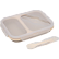 Ланчбокс складной герметичный "deVENTE" бежевый, прямоугольный с 2-мя отделениями, 1000 мл, 21,5x15x7,5 см, в сложенном виде высота 4 см, силиконовый, с пластиковой крышкой, с пластиковой вилкой-ложкой в комплекте,