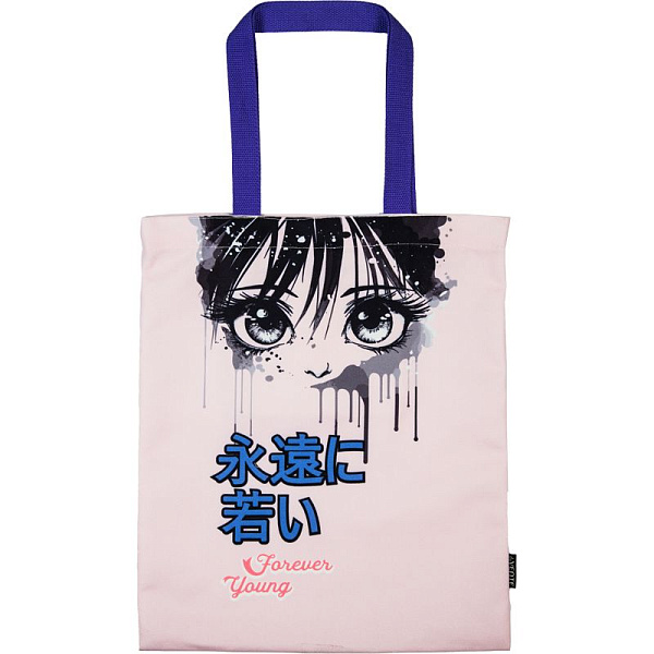 Сумка-шоппер "deVENTE. Forever Young" 35х40 см, плотный полиэстер, 1 отделение на магнитной кнопке, 1 внутренний карман на молнии, с рисунком