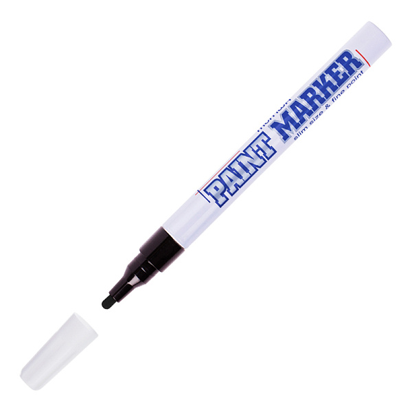 Маркер-краска (лаковый) 2.0 мм, MunHwa "Slim Paint Marker", нитро-основа, пулевидный наконечник, круглый корпус, чёрный