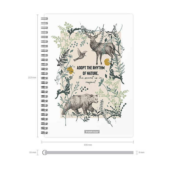 Тетрадь с пластиковой обложкой на спирали ErichKrause® Natural Life, А5, 80 л. клетка
