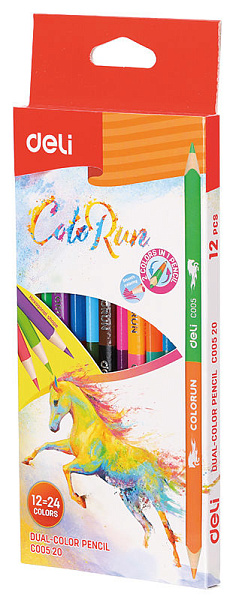 Карандаши 24 цв. Deli  ColoRun липа 2-х сторонние коробка/европод.