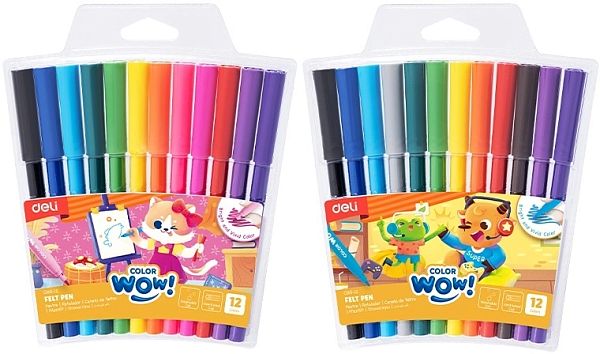 Фломастеры 12 цв. Deli Colorwow круг. пулевидный пиш. наконечник вентилир. смываемые