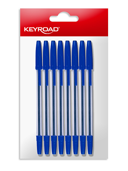 Ручка шариковая KEYROAD d 1,0мм, синяя, прозрачный корпус