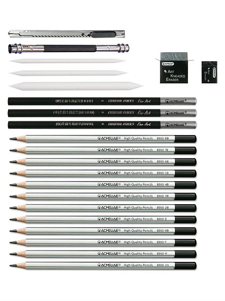 Набор для рисования и скетчинга ACMELIAE 22 предмета, в метал. футляре