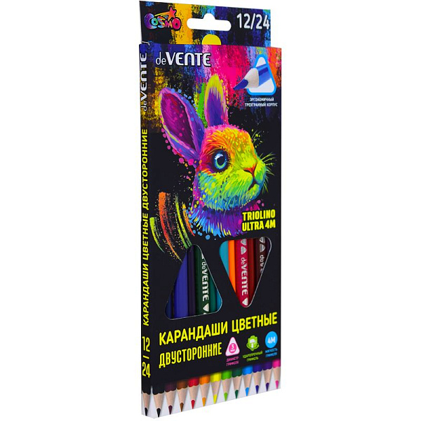 Карандаши 12 шт. = 24 цв. двухсторонние "deVENTE. Triolino Ultra 4М" диаметр грифеля 3 мм