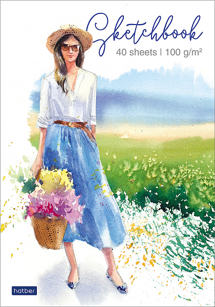 Блокнот SketchBook А5 40 л. без линовки 100г/кв.м жесткая подложка -Красота мгновения- "Premium"