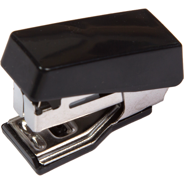 Степлер МИНИ на 10 л. №10 "Attomex" черный, (глубина скрепления 20 мм) пластиковый, 1 вид скрепления, со встроенным металлическим антистеплером, в картонной коробке,