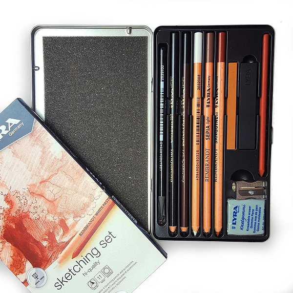 Карандаши худож.+ластик-клячка+точилка LYRA SKETCHING SET 11 предм.метал.коробка