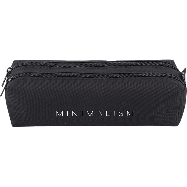 Пенал "deVENTE. Minimalism" черный, 21x6x6 см, плотный износостойкий полиэстер с водоотталкивающей пропиткой, 2 отделения на молнии, прямоугольный для 40 предметов, 