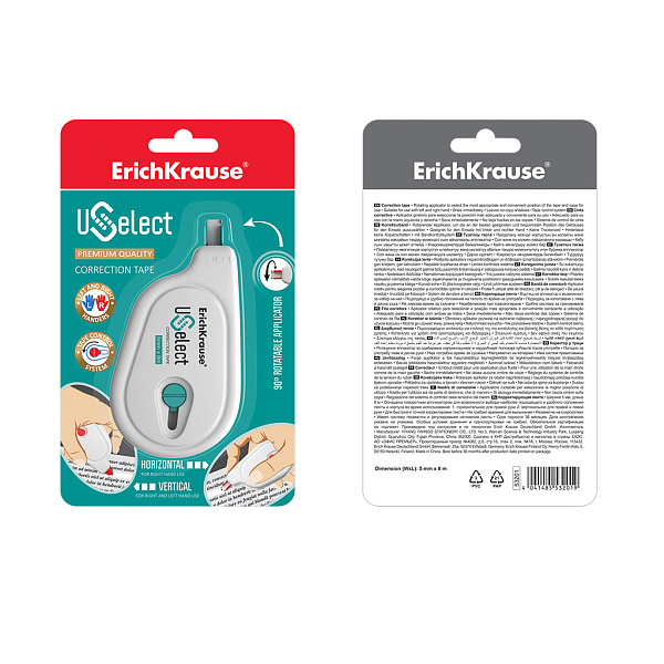 Корректир. лента 5мм х 8м ErichKrause® USelect с поворотным аппликатором, 