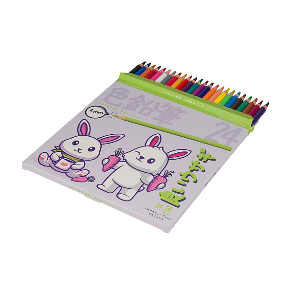 Карандаши 24 цв. "KAWAII ANIMALS" 4,0 ММ, пластиковые 4 ВИДА