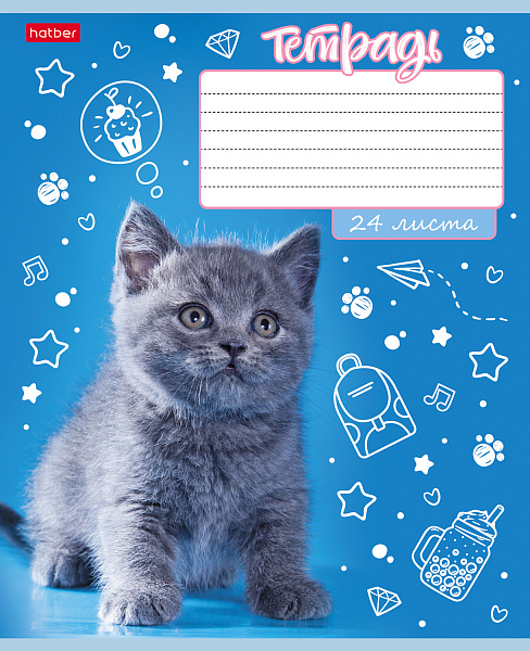 Тетрадь 24 листа в линию "Ушки на макушке" 65г/кв.м, скругленные углы, микс 5 вид