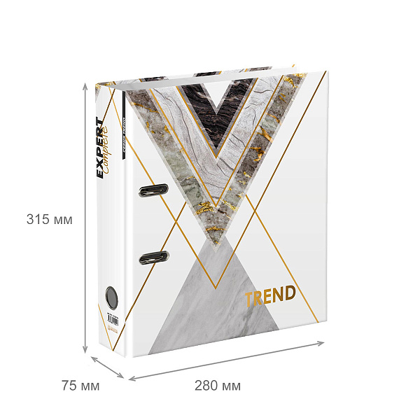 Папка-регистратор 75 мм ламинир. "Expert Complete" "Wood&Stone" Trend A4 арочный механ. глянцевый мрамор
