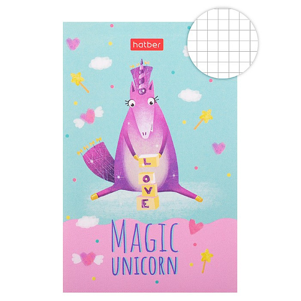 Блокнот А7 48 л. кл. "Единорожки" 3-х цв. блок на клею 