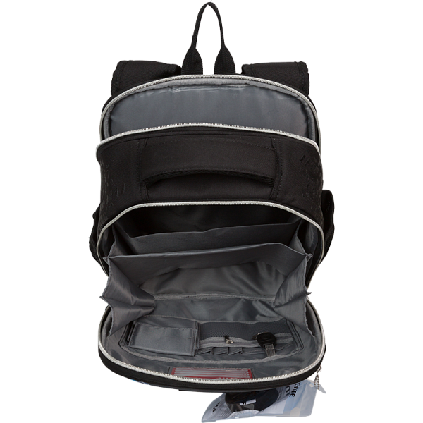 Рюкзак школьный "deVENTE. Junior. Fast Or Last" жесткий 35x27x13 см (14 л) вес 800 г, 1 отд. на молнии с разделителями для учебников, с органайзером, 1 отделение для формата A4, 2 боковых кармана сеточкой на резинке, эргономичная формоустойчивая спин
