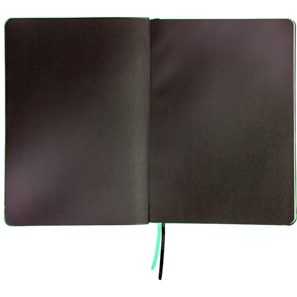 Ежедневник недат А5 "deVENTE. THE BEST IN BLACK" 272 стр, черный с салатовым, белая бумага 70 г/м² с черным срезом, печать в 2 краски, мягкая обложка из искусственной кожи с салатовым срезом, термо тиснение, перфорация, закругленные уголки, 2 ляссе, 