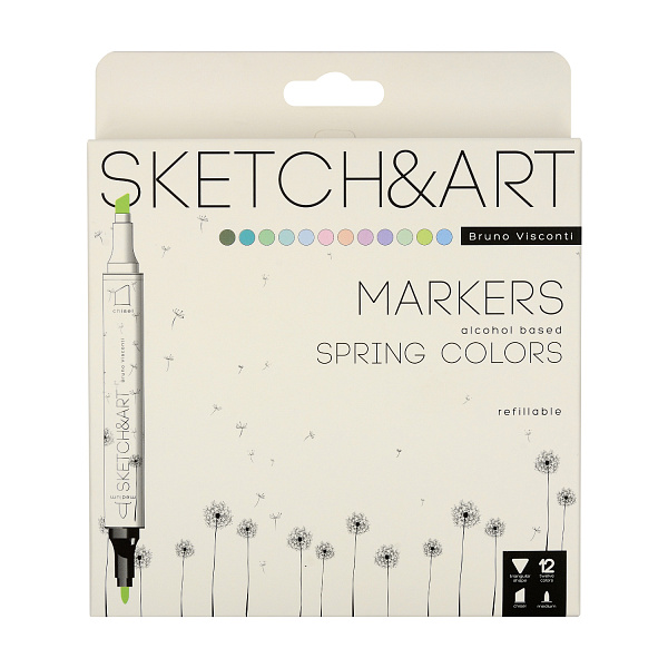 Набор скетч маркеров 12 цв. 2-х ст. "SKETCH&ART" ВЕСЕННИЙ ПЕЙЗАЖ