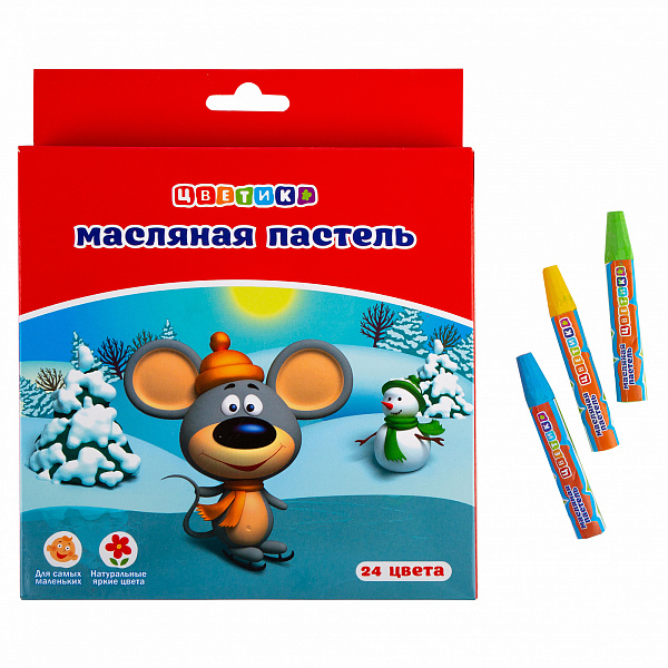 Пастель масляная 24 цв. "Цветик" к/уп.