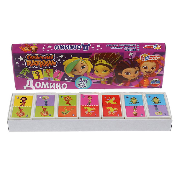 Домино пластиковое 3в1  "Сказочный патруль" в коробке. Умные игры.
