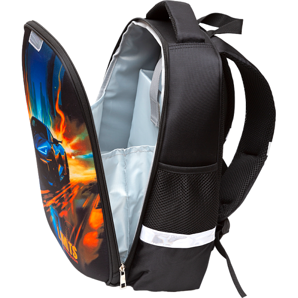 Рюкзак "Attomex. Optima. No Limits" школьный жесткий 37x28x18 см (17 л) вес 700 г, плотный износостойкий полиэстер с водоотталкивающей пропиткой, 1 отделение на молнии с разделителями для учебников c фиксатором на липучке, 2 боковых кармана сеткой на