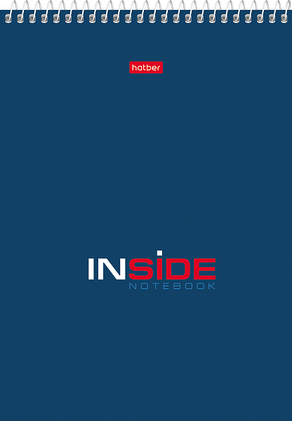 Блокнот А5 80 л. кл. на гребне "INSIDE",обл. мел.картон УФ-лак жесткая подложка,