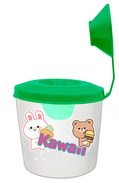 Стакан непроливайка с пробкой закрепленной к крышке, одинарный, дизайн "KAWAII" 2023 