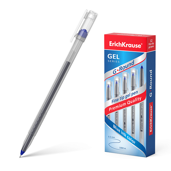 Ручка гелевая 0,5 мм ErichKrause G-Round Stick Classic СИНЯЯ (в коробке по 12 шт.)